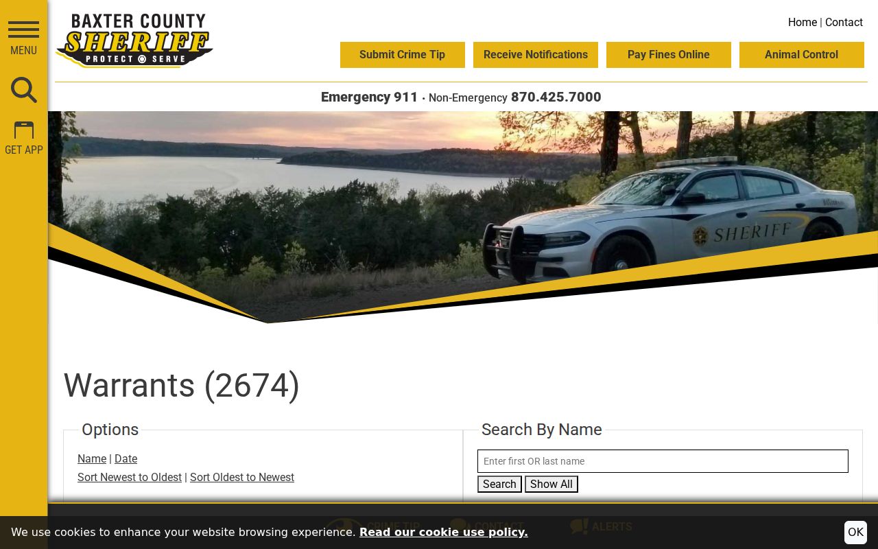 Baxter County arrest history active warrants