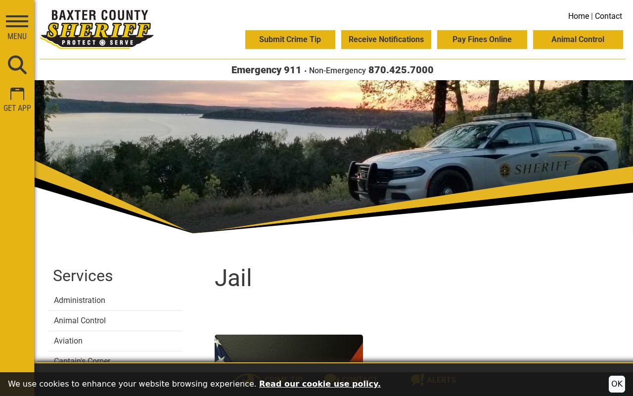 Baxter County arrest history jail booking process