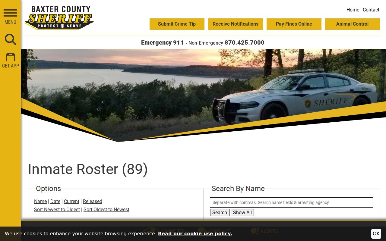 Baxter County arrest history current inmate roster