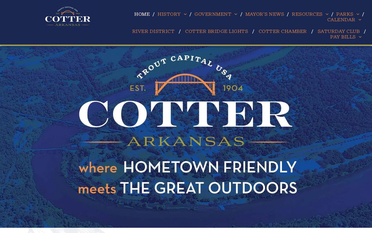 Cotter city homepage with city service navigation
