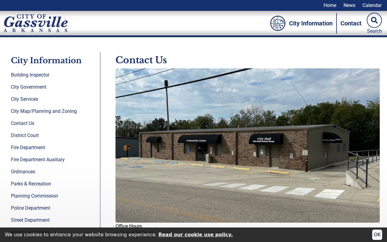 Gassville City Hall contact for Baxter County criminal history records