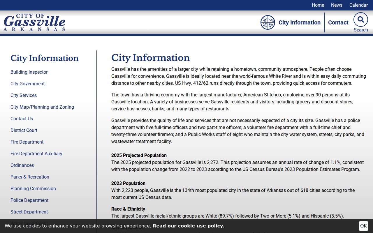Gassville city information for Baxter County criminal history records
