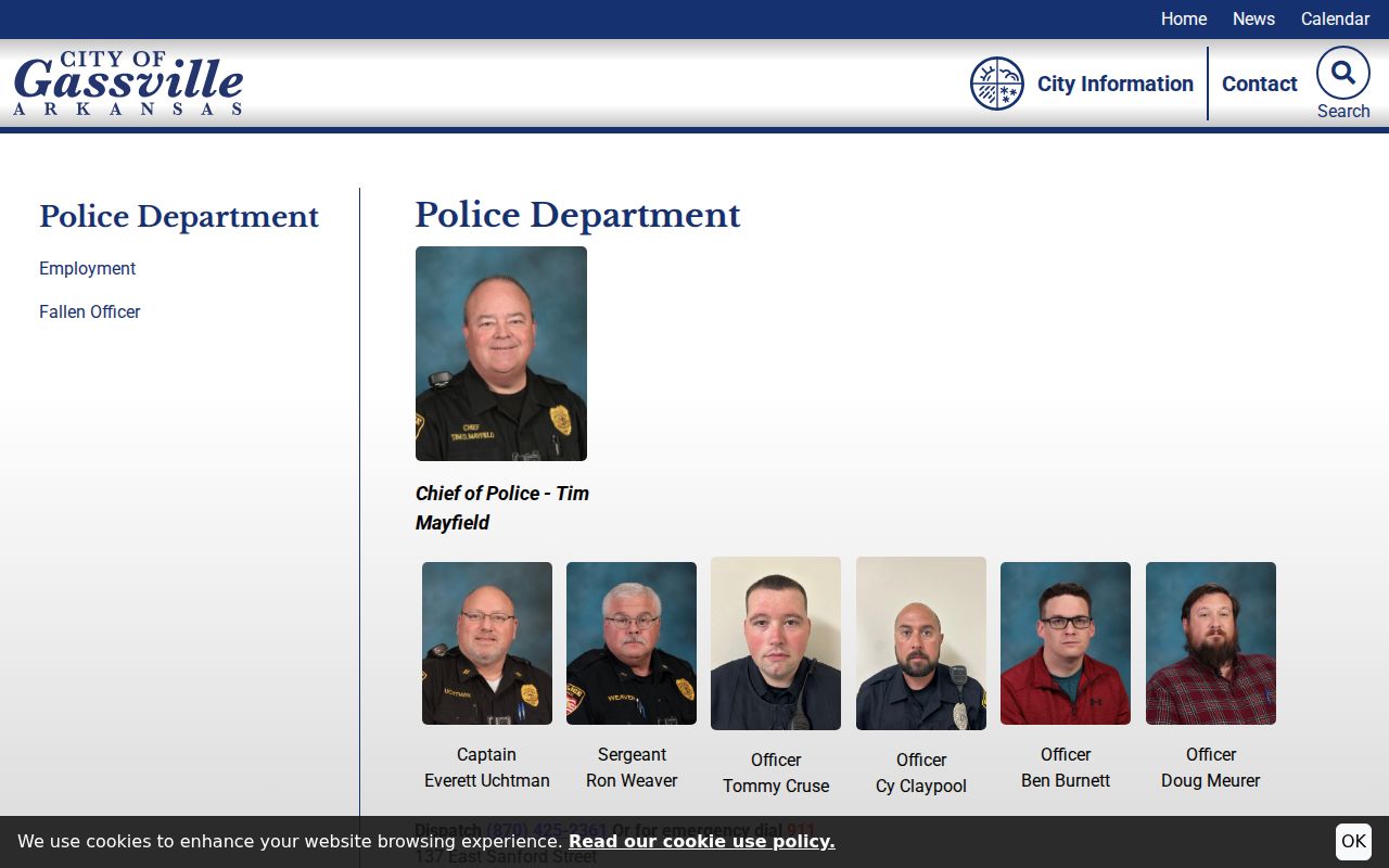 Gassville Police Department for Baxter County criminal history records