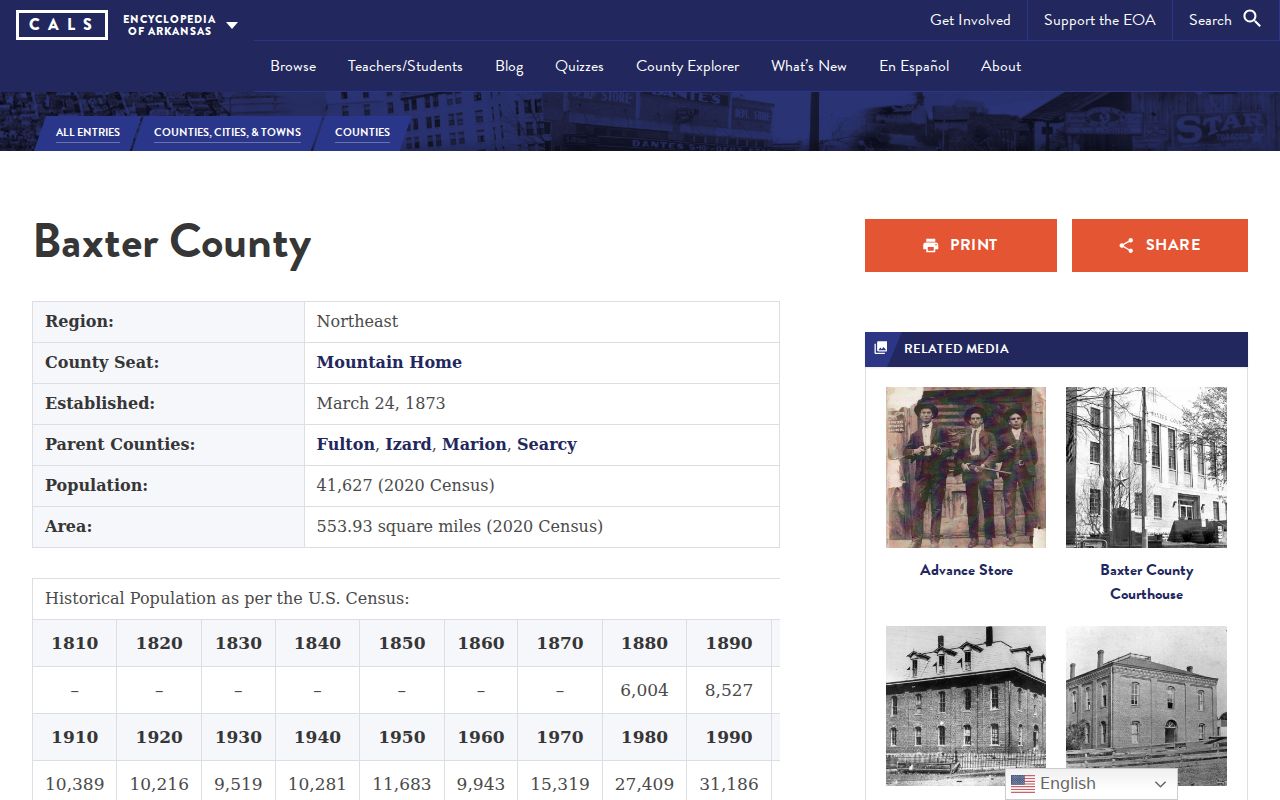 Baxter County criminal history local history source
