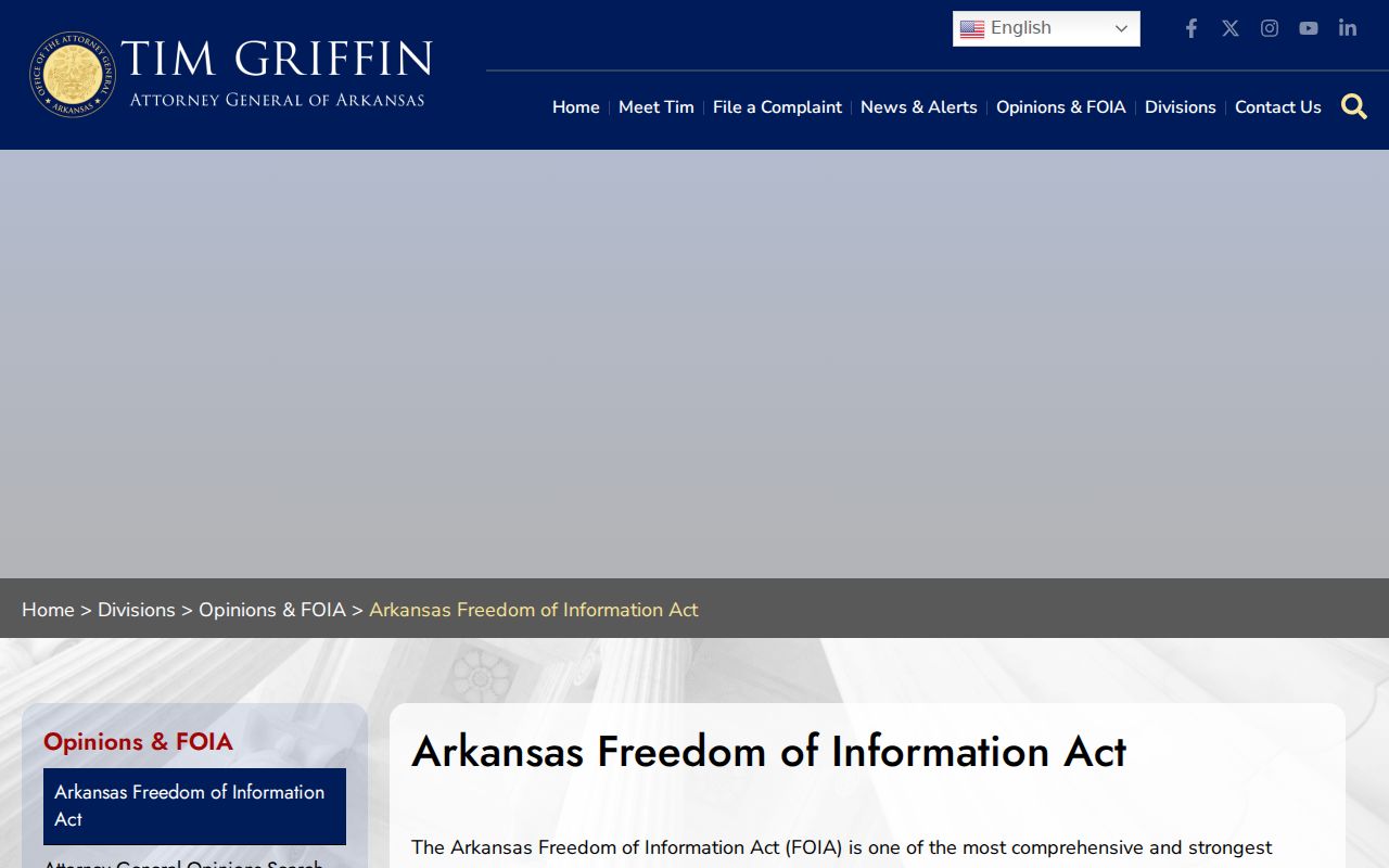 Baxter County criminal history Arkansas FOIA overview